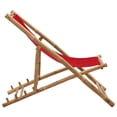 thumbnail image 2 of vidaXL Chaise Longue en Bambou et Toile Rouge, 2 of 5