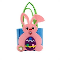 SDJMa Felt Easter Basket, 5.39x8.26 Inch Easter Egg Bunny Bucket with Handle and Plush Ball, Easter Tote Treat Bag for Candy Spring Easter Egg Hunts Birthday Party Favors Supplies