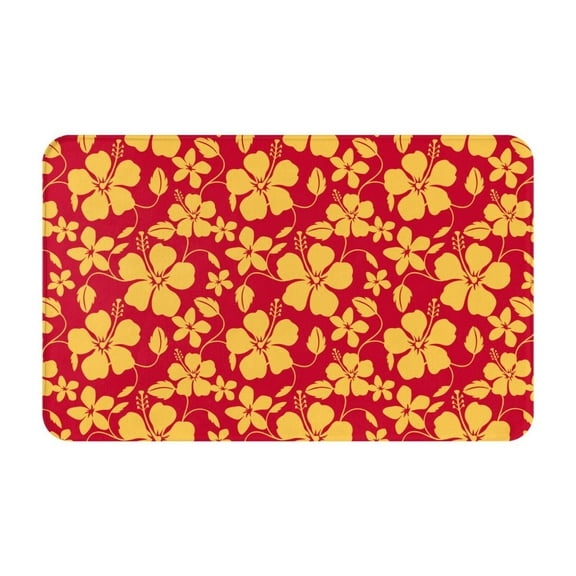 Bathroom Rugs Non Slip Washable - Hawaiian Style Red Yellow Kitchen Mats for Floor, Area Rugs for Entryway Rugs Indoor, Laundry Bathroom Room Door Rug with Rubber Backing 20x31.5in