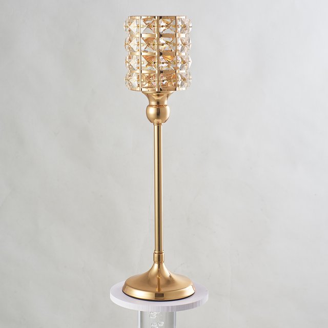 Cristal Metal Boda candeliere Dorado Especiales Hogar Dormitorio Oficinas Sala de candeliere Decorativo de Inaugur Alto 41cm BLESIY candelabros de escritorio de cristal
