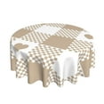 thumbnail image 2 of YFYANG 60 inch Round Table Cloth, Reusable Polyester Beige Love Plaid Pattern Table Cover for Indoor Outdoor Kitchen Restaurant Table Decoration Tablecloths, 2 of 8