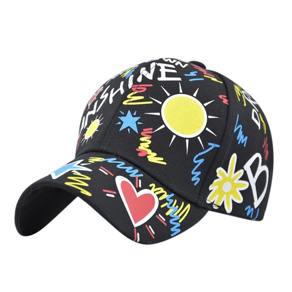 Yuanlong Womens Baseball Cap Graffiti Art Printed Sun Cap Adjustable Soft Cotton Breathable Outdoor Street Casual Summer Hat