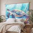 thumbnail image 3 of Turtle Tapestry for Bedroom Wall Hanging Tapestry, Coastal Ocean Coral Gradient Watercolor Ceiling Backdrop Tapestries Poster Blanket Wall Decor for Teens Room Living Room Dorm 59" x 79", 3 of 8