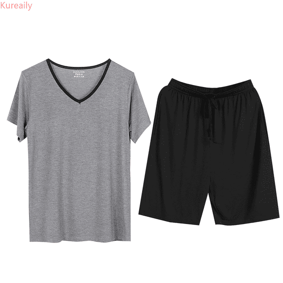 Kureaily Mens Pajama Sets Short Sleeve Pyjama Sleepwear Loungewear Nightwear Sets Comfortable Lightweight Pj's Sleep Sets Short Sleeve Sleepwear