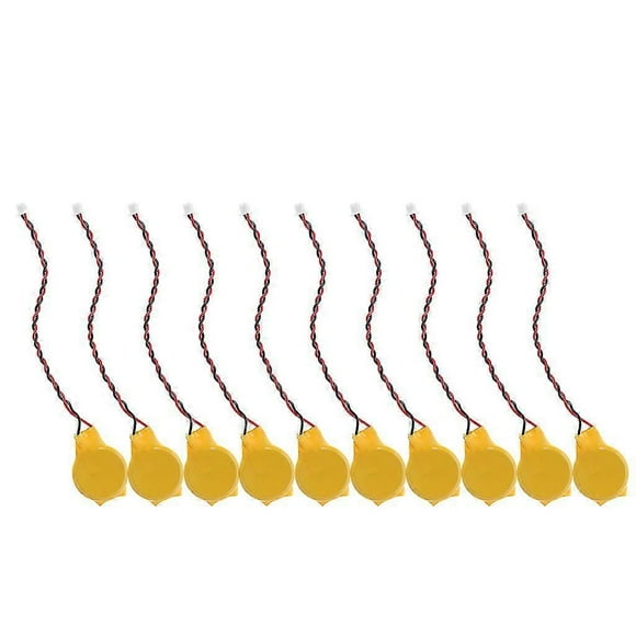 10pcs/lot Cr2032 2032 Battery With Wire 2pin Laptop Motherboard Bios Cmos