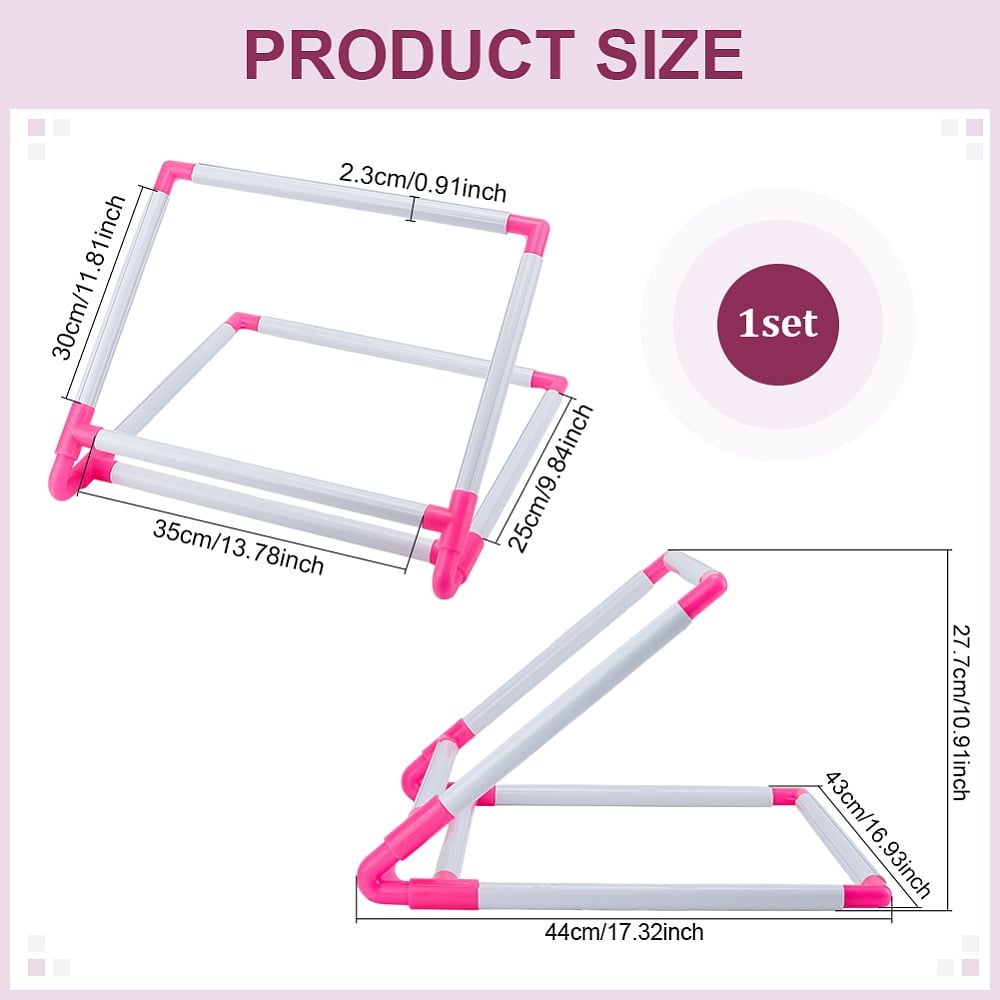 1 Set Plastic Scroll Embroidery Frames Embroidery Hoops Needlepoint Stretcher Frame Household Handheld Stitch Sewing Tool Deep Pink 94x90x20mm