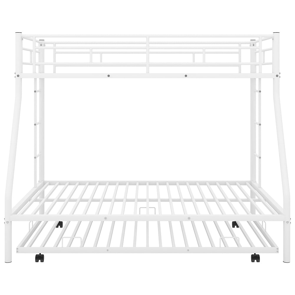 Kadyn Twin over Full Bed with Sturdy Steel Frame, Bunk Bed with Two-Side Ladders, White