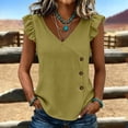 thumbnail image 2 of Ashirexll Tops for Women Trendy Casual Loose Fashion Sleeveless V-Neck Button Up Pullover Top for Summer, 2 of 5