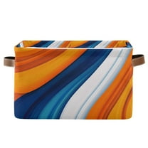 Yayeee Canvas Storage Basket with Handles for Shelves Fabric Bins Closet Organizer, Orange Abstract Wavy