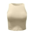 thumbnail image 4 of Lixiuxyad Women T-Shirt Women Sleeveless Crewneck Cropped Tank Top Summer Casual Basic Girls Going Out Crop Top,Yellow, 4 of 5
