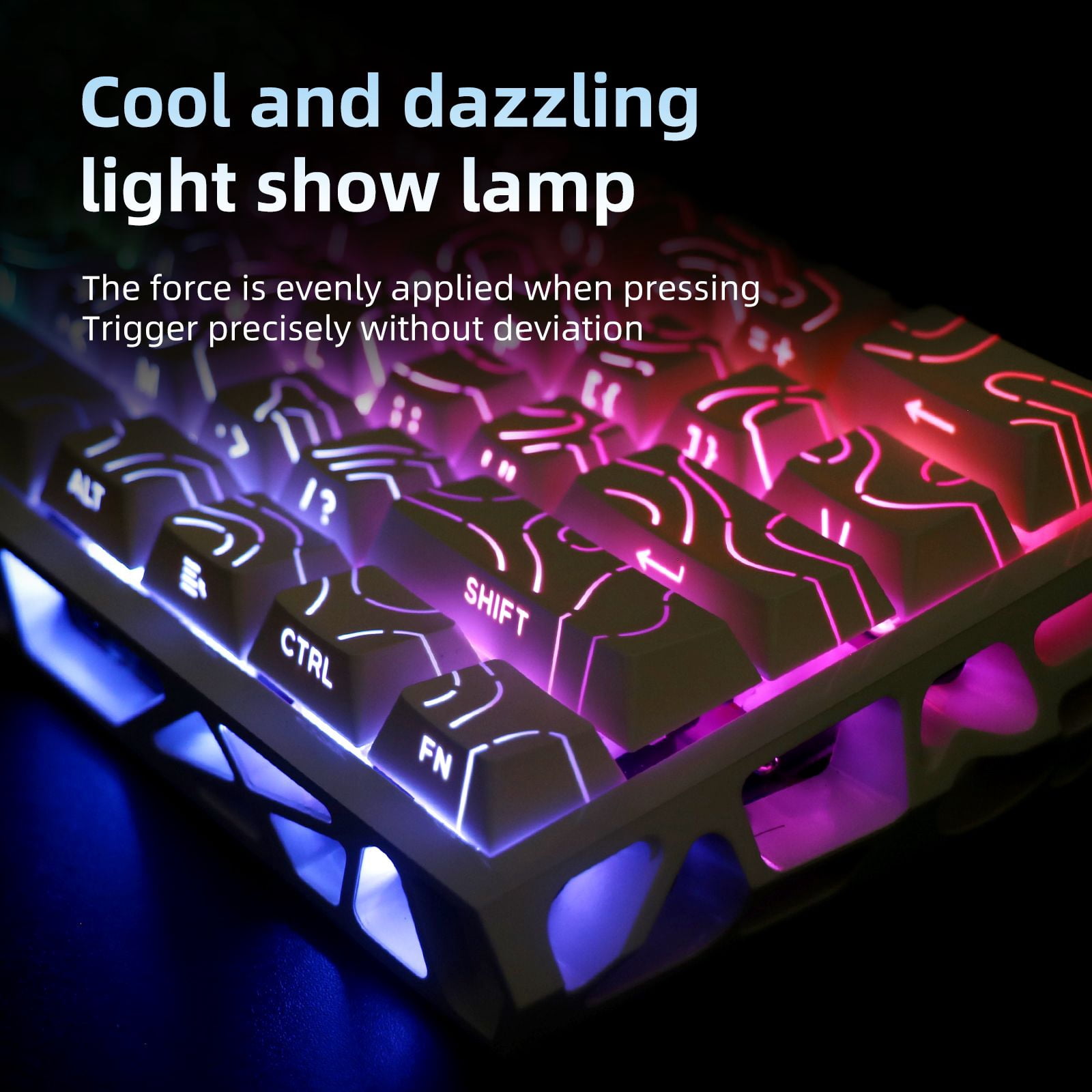 61 Keys Mechanical Keyboard, 60% Layout, Hollow Shell in 6 Colors, RGB Backlit, Full N-Key Rollover, Hot-Swappable Linear Red Switch, Backlit PBT Keycaps