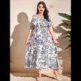 thumbnail image 4 of Vestido de Verano Holgado Informal de Corta con Corte A y Corte en A para Mujer, Talla Grande Dibujo en XL, 4 of 9
