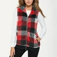 thumbnail image 3 of Srogem Womens Plaid Fleece Vest Casual Sleeveless Fuzzy Sherpa Vest Fluffy Zip Jacket Warm Outerwear, 3 of 7