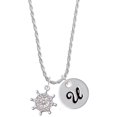 thumbnail image 1 of Delight Jewelry Silvertone AB Crystal Ship Wheel - Direction Silvertone Script Initial Disc - U - Charm Necklace, 20"+3", 1 of 4