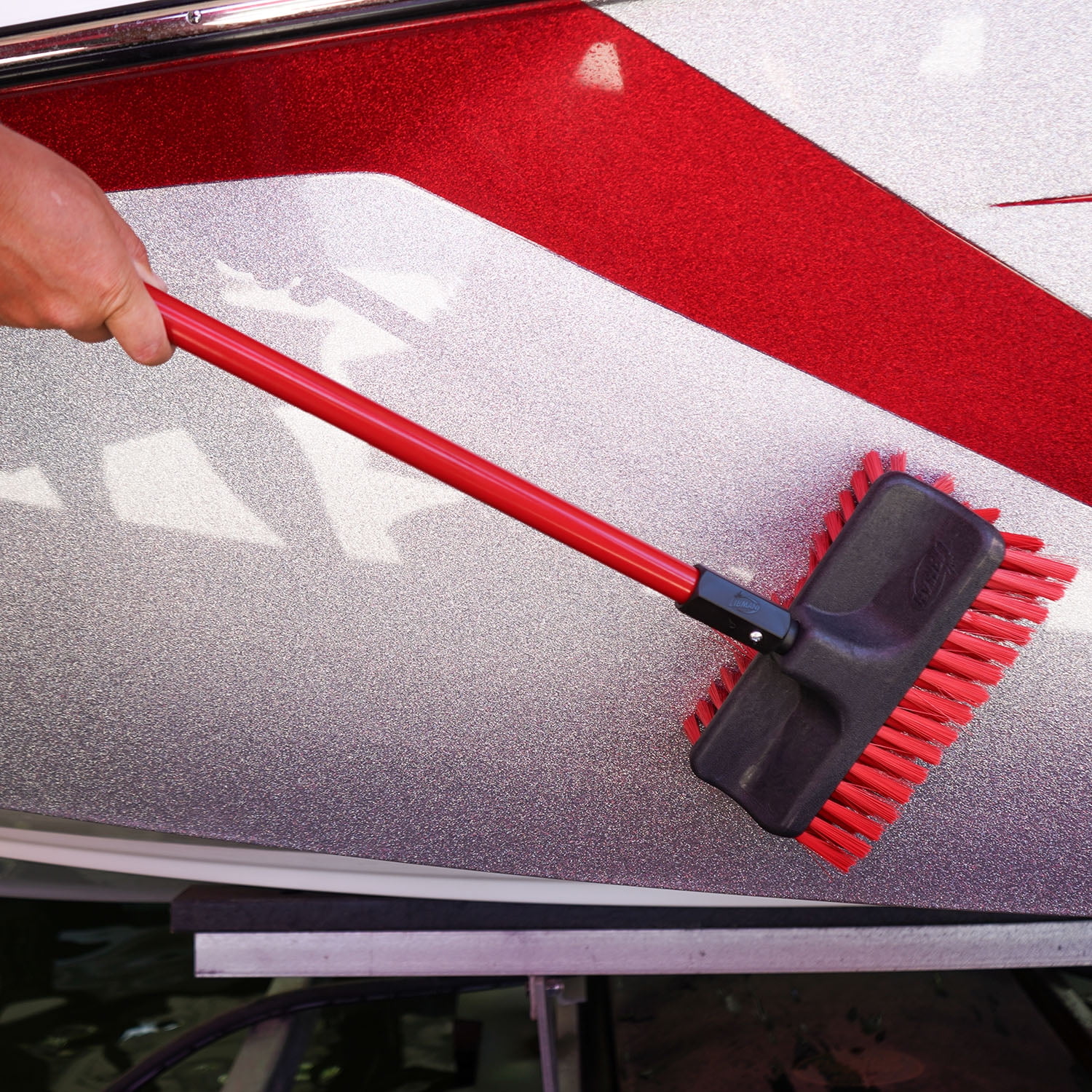 Libman 60"  Scrub Brush Heavy Duty Dual Scrub Steel Handle Red Black