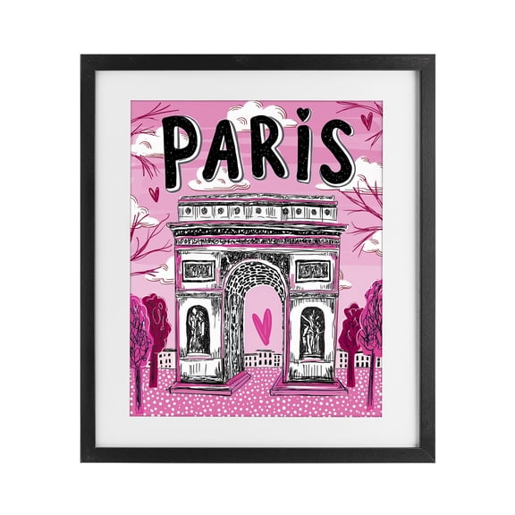 Stupell Industries Romantic Paris Arc de Triomphe Black Framed Print Under Glass, design by Jess Stempel