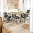 thumbnail image 1 of Homy Casa 63 inch 5-Piece Dining Set, Faux Wood Live Edge Table Faux Leather Upholstered Side Chairs, 1 of 11