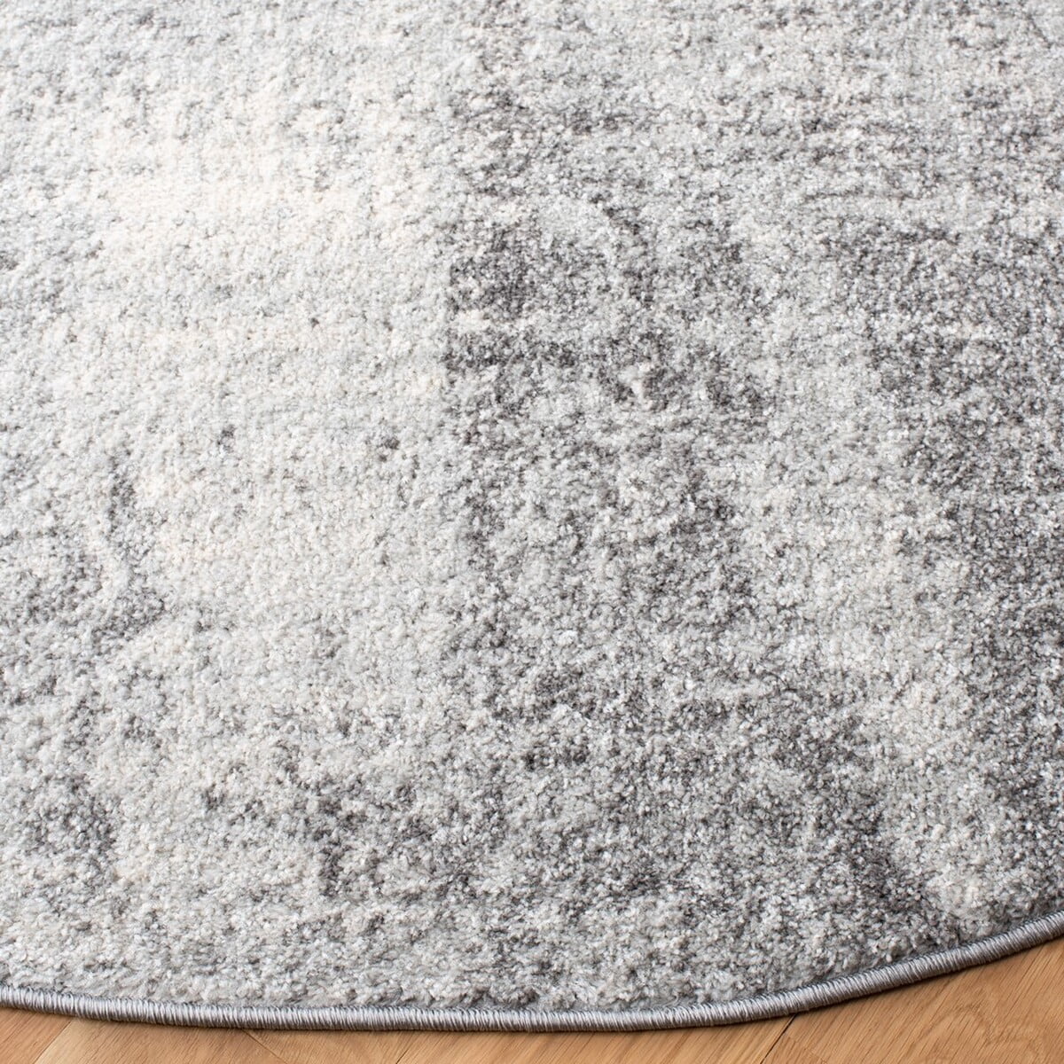 SAFAVIEH Tulum Aleah Abstract Area Rug, 6'7" x 6'7" Round, Ivory/Grey