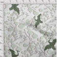 thumbnail image 4 of oneOone Cotton Flex Green Fabric Asian Japanese Floral Birds With Plants Quilting Supplies Print Sewing Fabric By The Yard 40 Inch Wide, 4 of 4
