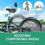 MOONCOOL Adult Tricycles 7 Speed, Adult Trikes 24 / 26 inch 3 Wheel Bikes, Three-Wheeled Bicycles Cruise Trike with Shopping Basket for Seniors, Women, Men
