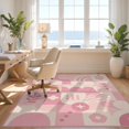thumbnail image 3 of Design&I 9'x12' Washable Area Rug Pink Cream Geometric and Floral Artistry Design Contemporary with Accents for Dining Room, Basement, Large Office, Snag-Free, 3 of 7
