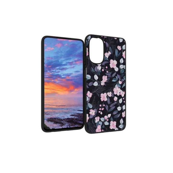Compatible with Moto G 5G 2022 Phone Case, Pink-Flowers-1 Case Men Women, Flexible Silicone Shockproof Case for Moto G 5G 2022
