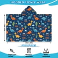 thumbnail image 2 of Blue Dinosaurs with Clouds and Text Hooded Bath Towel，60"x35" for Ages 3 To 12 Kids, Quick Dry Lightweight Soft Microfiber Hood Beach Towel Cover Up for Kids, 2 of 7