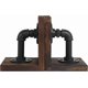 thumbnail image 5 of Bookends metal madera diseño tubería industrial para estantes libros pesados decoración oficina, 5 of 8