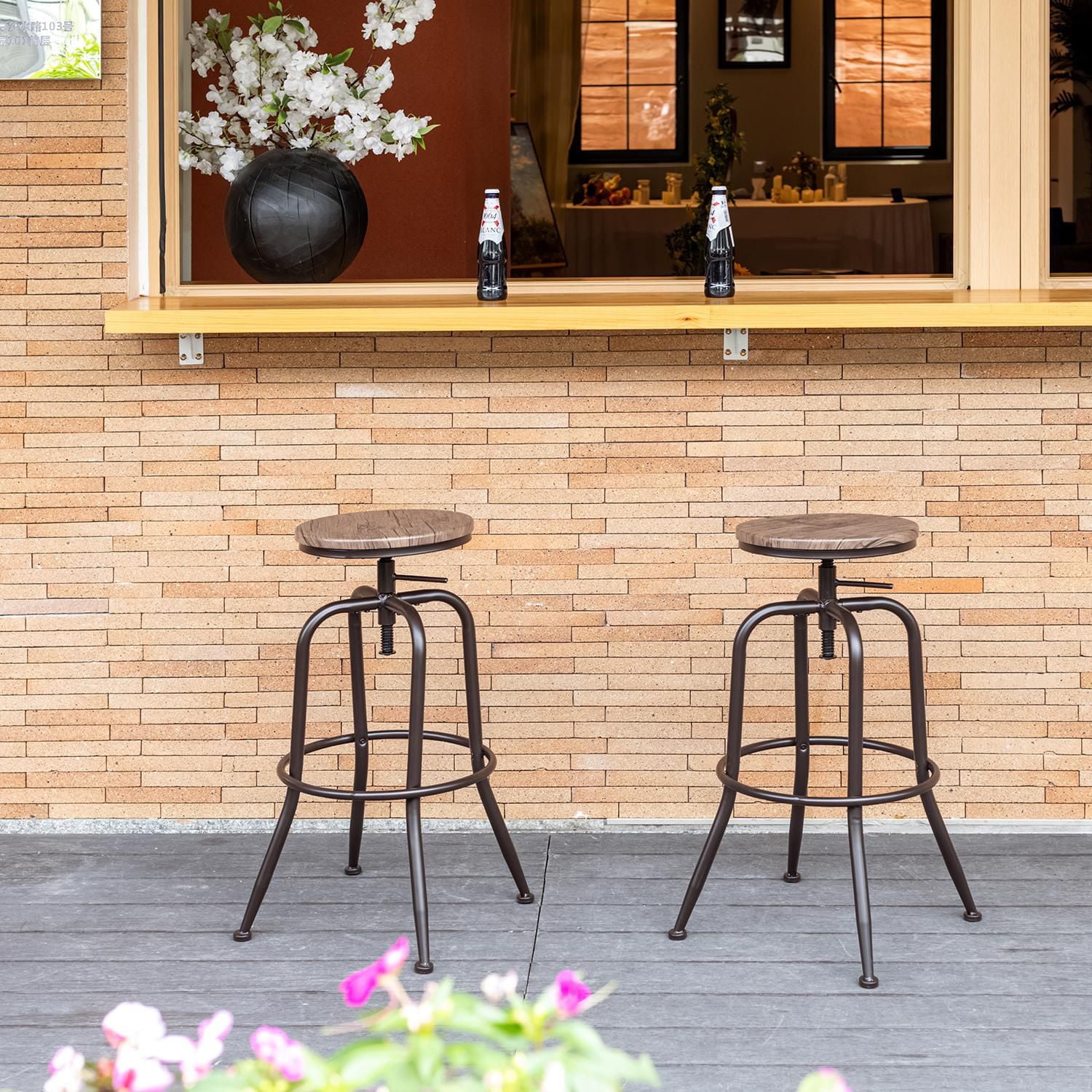 Ensemble de 2 tabourets de bar Homy Casa à hauteur réglable pour tables de bar et cuisines