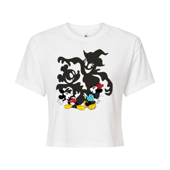 Disney - Halloween Mickey and Minnie Shadows Cropped Graphic T-Shirt