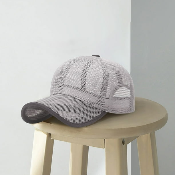 Gorra de Malla Transpirable para Hombre y Mujer | Gorra Deportiva Ajustable para Exteriores | Absorbe La Humedad | Ligera | Gris | 1 Unidad