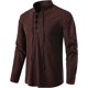 thumbnail image 1 of Blusa y camisa de manga larga con cuello alto para hombre, de algodón y lino, con cuello alto y corbata, de manga larga, estilo pulóver, blusa, blusa de algodón y lino para hombre., 1 of 2