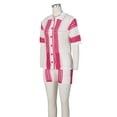 thumbnail image 4 of Juego De Ganchillo De 2 Piezas Conjunto de ganchillo de 2 piezas para mujer, parte superior con botones y pantalones cortos de bloque de color, ropa de playa de fiesta Ygjytge Rosa Roja S para Mujer, 4 of 8