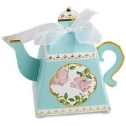 Teapot Favor Box (Set of 24) Tea Time Whimsy, One Size, Blue, Gold, Pink