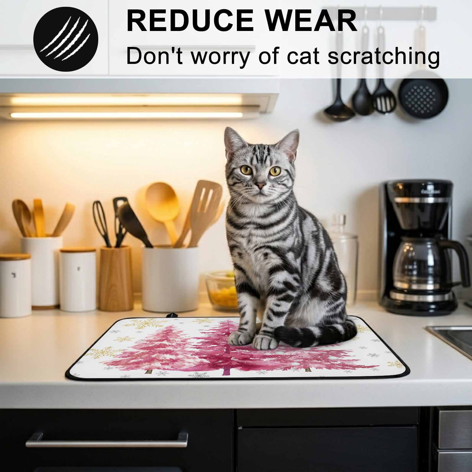 Pink Trees Christmas Stove Top Cover for Electric Stove, Heat-proof & Non Slip Glass Top Stove Cover Protector, Xmas Tree Snowflake Winter Kitchen Flat Cooktop Rubber Mat 24x21 Inches