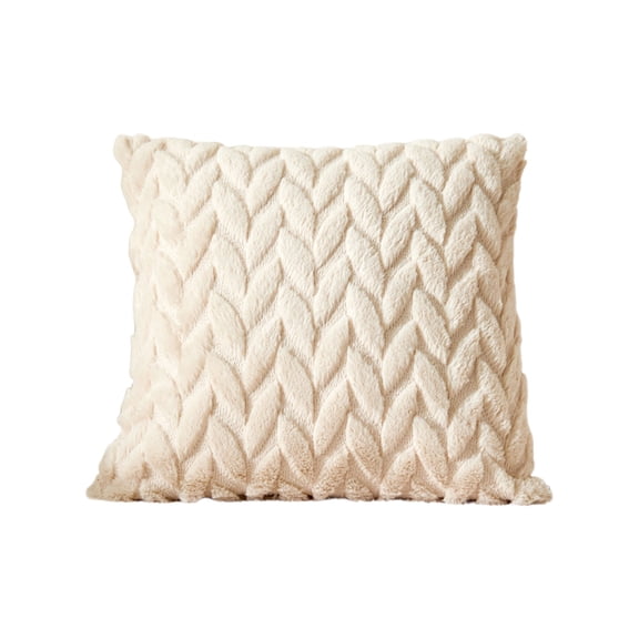 Beige Embroidered Leaf Pillow Cover 18 Inch Soft Plush Lumbar Cushion For Sofa Bedroom Office Chair Home Decorative Accent