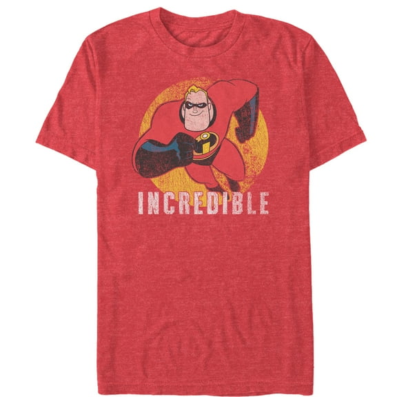 Men's The Incredibles Retro Masked Hero Graphic Tee Red Heather Medium