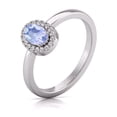 thumbnail image 3 of Round and Oval Shape Natural Tanzanite Gemstone Ring in 14K White Gold (Size: 6.5), 3 of 6