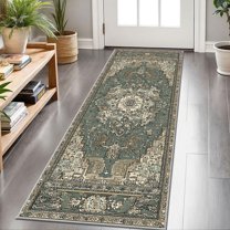 2x6 FT Kitchen Runner Rugs Non Skid Washable, Faux Wool Rug Runners for Hallways Bathroom Carpet Runner, Soft Indoor Modern Floor Rug for Entryway Laundry Room