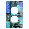 thumbnail image 2 of Metal Light Switch Plate Cover Safari African Tribal Art Pattern Teal SFR004, 2 of 13