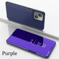 thumbnail image 2 of Compatible with iPhone XR Case Clear View Window Electroplate Plating Flip Folding Stand Scratchproof Full Body Protective Flip Slim Rugged Anti-fall Phone Case for iPhone XR,Purple, 2 of 8