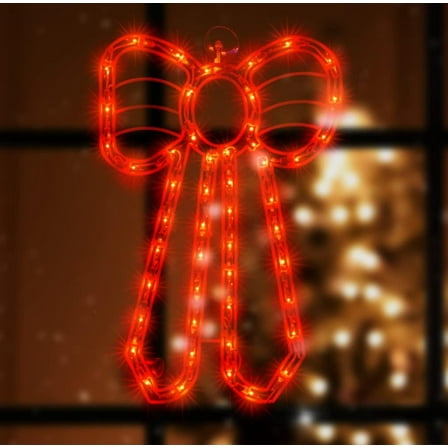 16" 50 Lighted Red Bow Window Silhouette Christmas Decoration