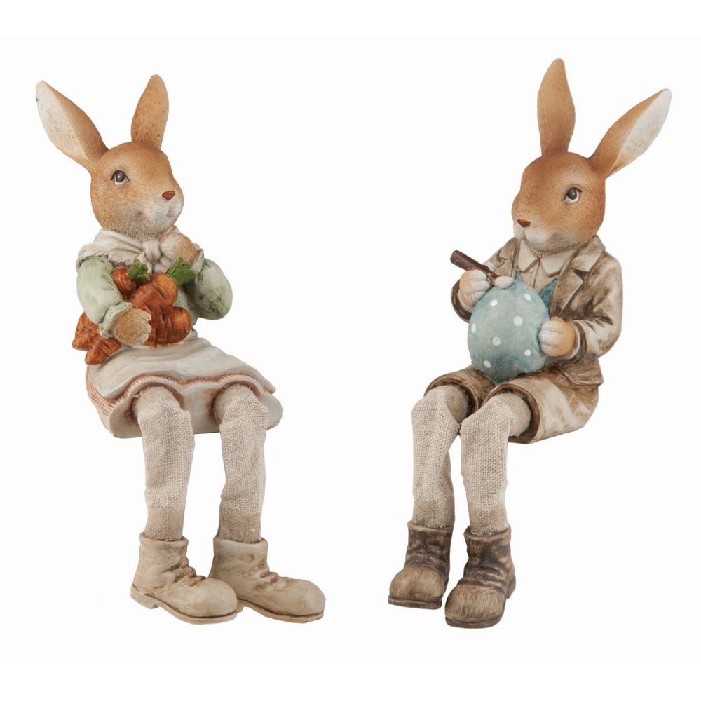 Resin Busy Bunny Shelf Sitter Set of 2