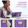thumbnail image 4 of Phone Case for Samsung Galaxy S21 Ultra 5G Wallet Cover with Credit Card Holder Zipper Slot Crossbody Strap Lanyard Leather Stand Cell Accessories S21ultra 21S S 21 21ultra G5 Women Girls Purple, 4 of 13