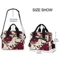 thumbnail image 3 of Insulated Crossbody Lunch Bag 10L Lunch Tote with Adjustable Shoulder Strap for Work Office Picnic White and Crimson Roses Pattern, 3 of 6