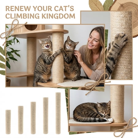 Cat Scratching Posts Sisal Cat Scratching Post Small Cat Scratching Post Vertical Cat Scratcher 15Cm L X 6Cm D Replacement Cat Tree Post White Sisal Wrapped Post for Cat
