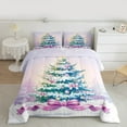 thumbnail image 2 of Manfei Cartoon Xmas Tree Bedding Comforter Set, Merry Christmas Twin Comforter Sets, Pink Purple Bow Knot Bedding Set for Girls, Breathable Home Decor, Reversible 2pcs, 2 of 8