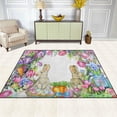 thumbnail image 3 of SKYSONIC Lightweight Soft Area Rugs Spring Watercolor Frame with Easter Bunnies Floor Mat for Kids Playing Room Hardwood Floor Living Room 80x58 inchNursery Rugs, 3 of 6