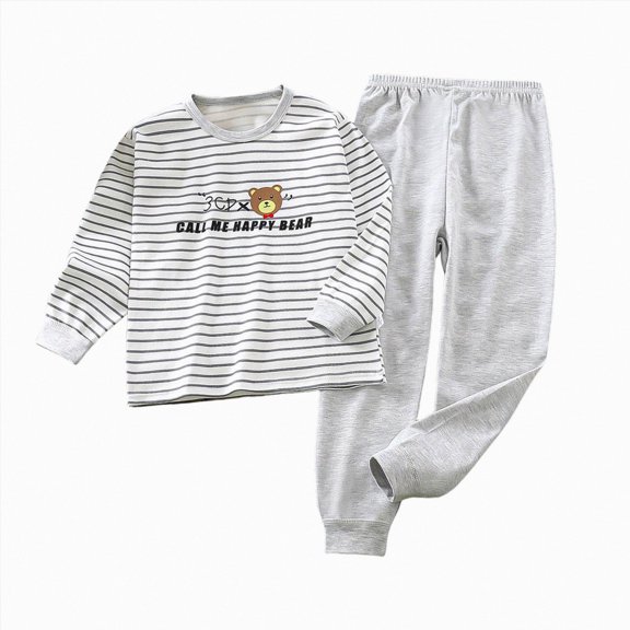 TOWED22 Toddler Baby Boy Pajama Sets Long Sleeve Top and Pants Soft Cotton Sleepwear 2 Piece Pjs Set for Home Casual 6-12 Months 12-24 Months 2t 3t 4t 5t 6t 7t 8t 9t Children,Grey,4-5 Y