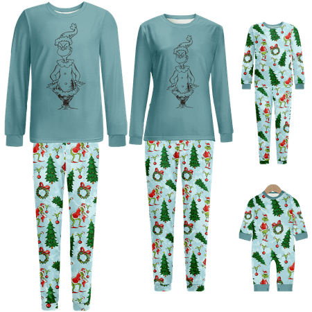 

Family Christmas Pajamas Cartoon Monster Print Baby-Kids-Adult-Pet Size 2 Pieces Top and Pants Bodysuits Pajamas Set